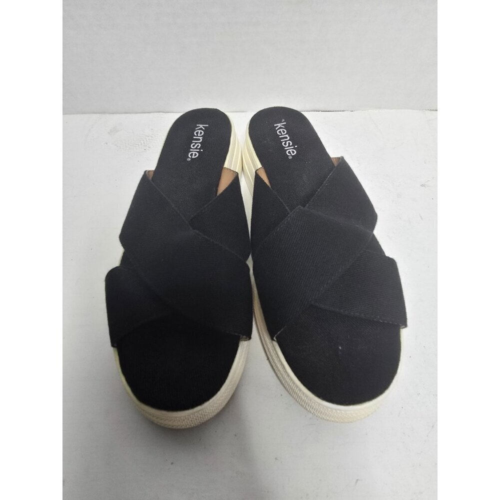 Kensie Rone Black Platform Sandals Slides - Picture 2 of 8